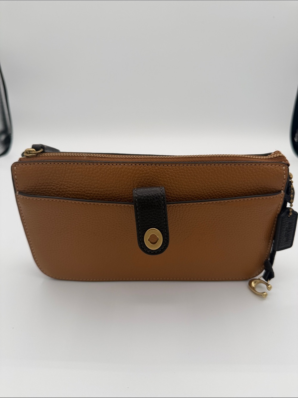 Coach Two-Tone Tan and Brown Pebbled Leather Crossbody Missing Parts